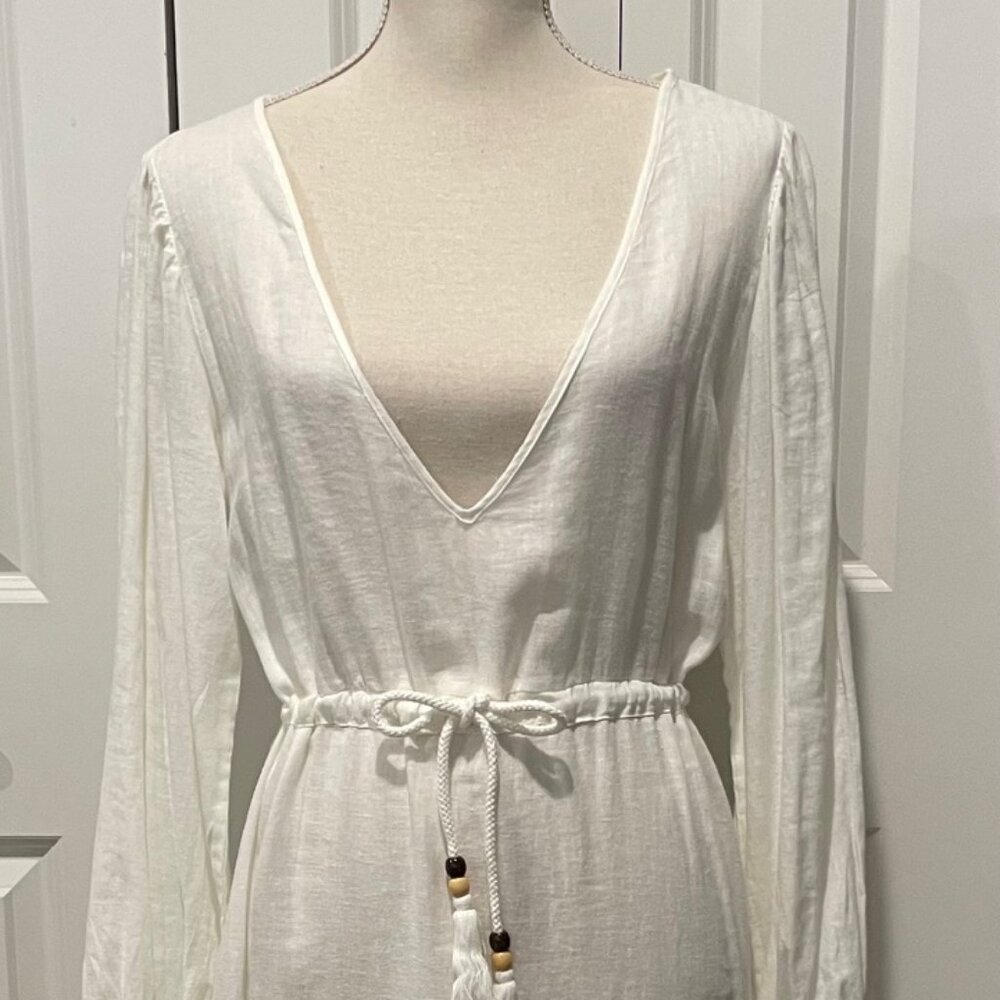 JOIE WHITE LINEN DEEP V SUNDRESS - SIZE SMALL - TAGS ON
